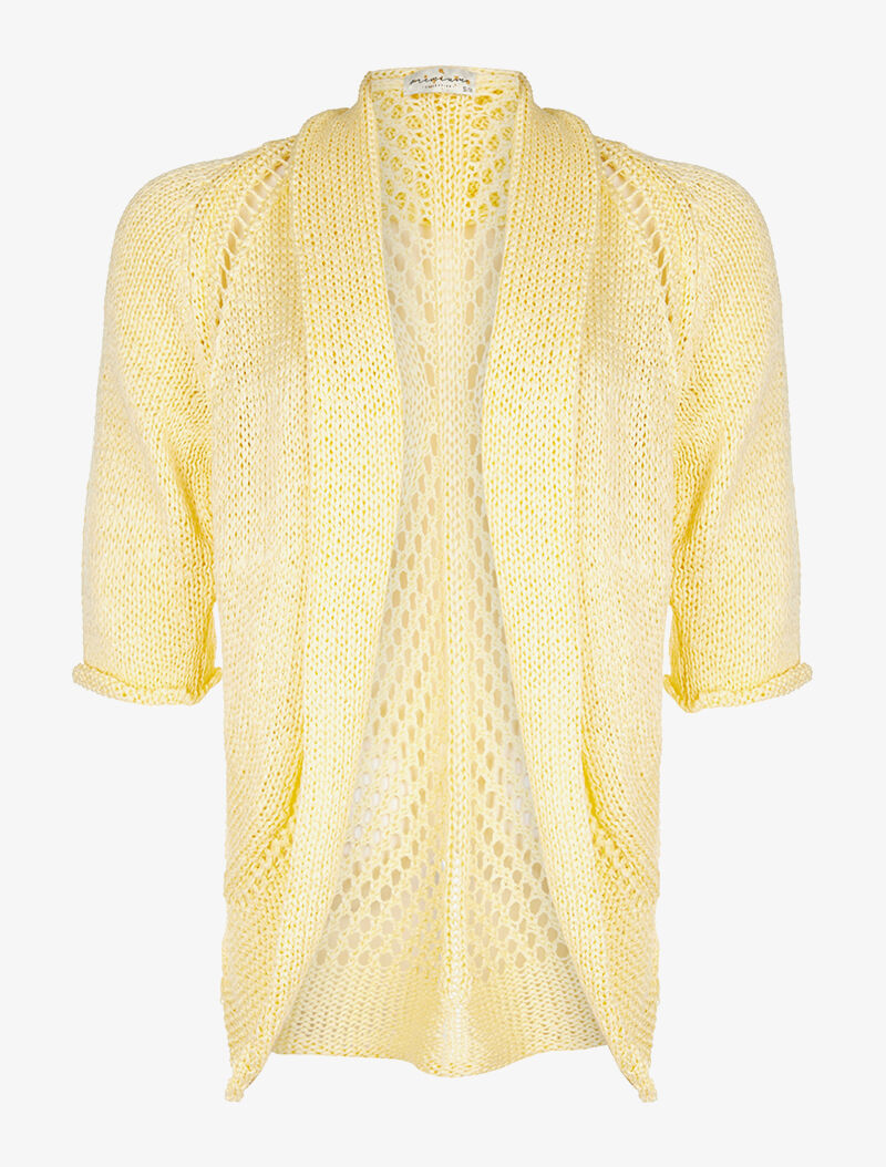 Gilet dos maille ajourée - jaune - 3