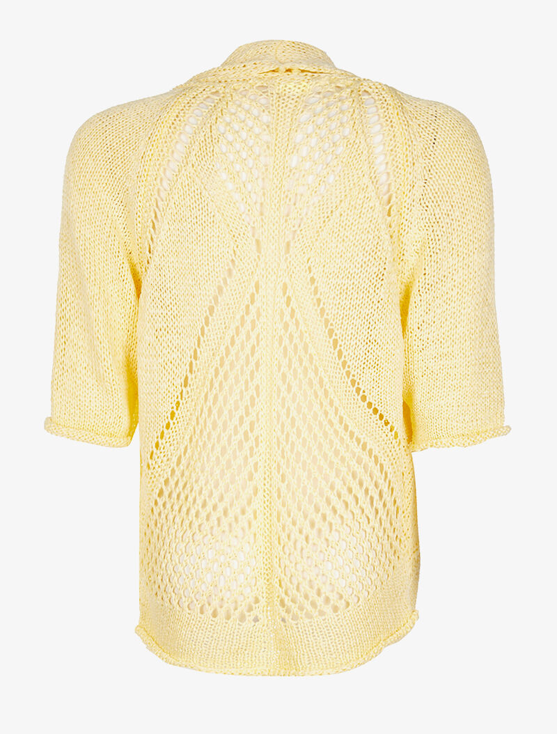 Gilet dos maille ajourée - jaune - 2