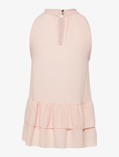 Top mousseline bas volanté - rose - 2