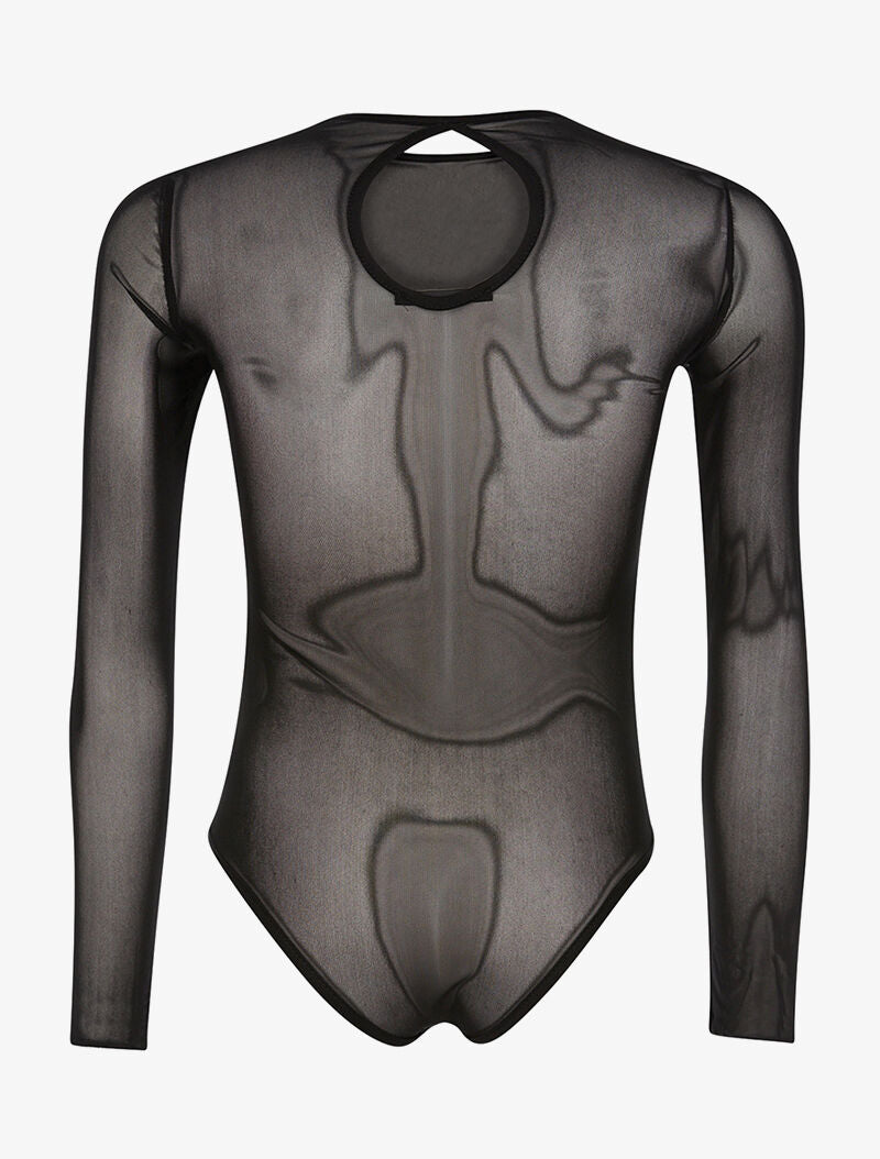 Body transparent à dentelle - noir - 2