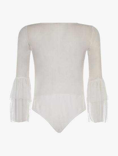 Body manches voile volantées - blanc - 2