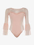 Body manches voile volantées - rose - 1