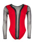 Body ligne transparente - rouge/noir - 3