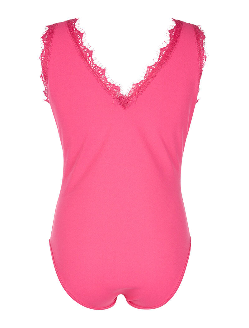 Body dentelle effilochée - fushia - 2