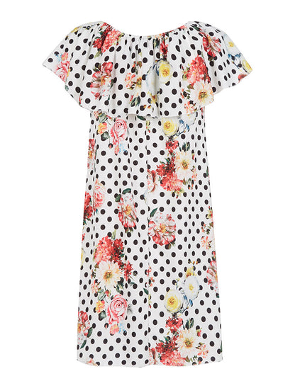 Robe imprimé buste volanté - blanc - 2