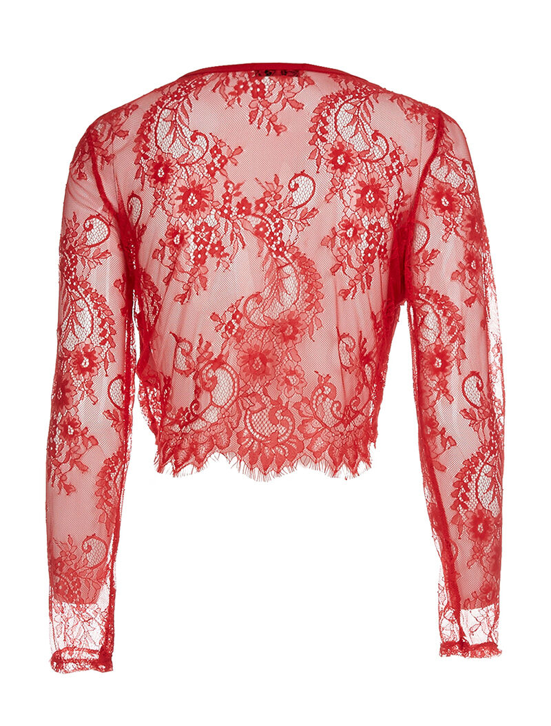 Crop-top en dentelle - rouge - 2