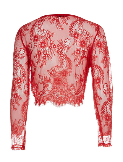 Crop-top en dentelle - rouge - 2