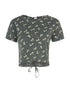 Crop-top fleuri dos dentelle - kaki - 1