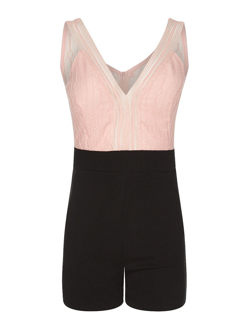 Combishort détails ajourés - rose - 1