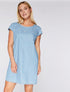Robe droite buste perlé - denim - 5