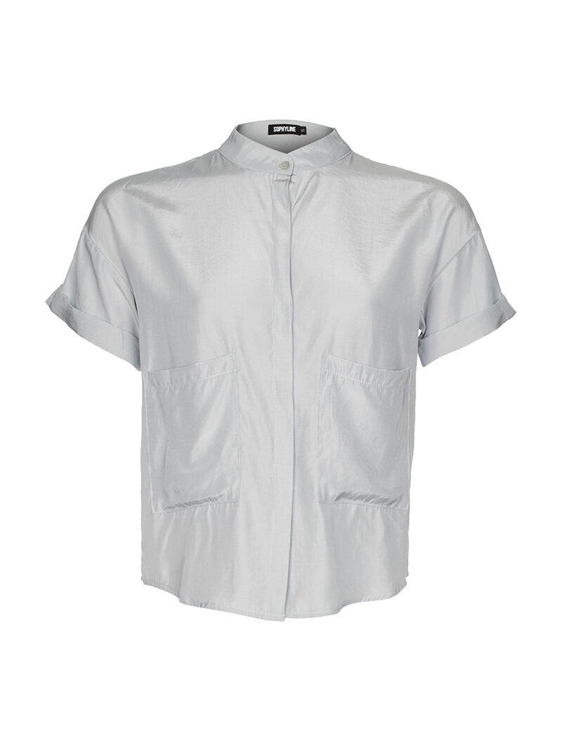 Chemisier col rond - bleu - 1