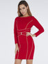 Robe à liserés dorés - rouge - 7