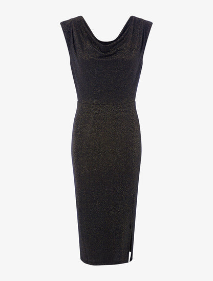Robe mi-longue scintillante - or - 2