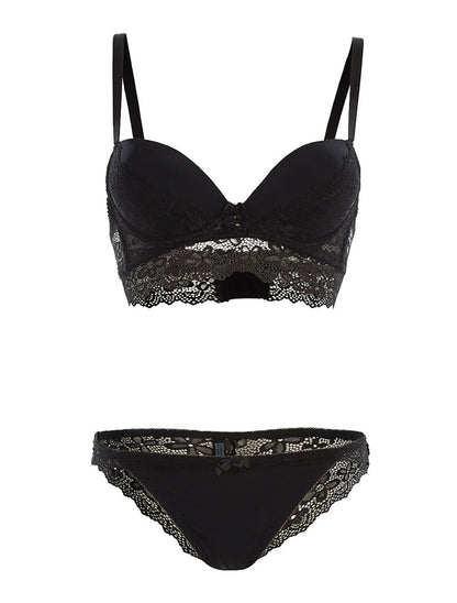Ensemble SG et culotte  à bord dentelle - noir - 1