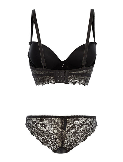 Ensemble SG et culotte  à bord dentelle - noir - 2