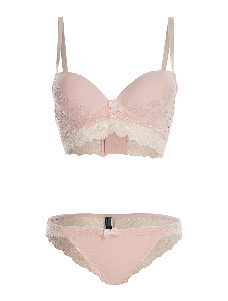 Ensemble SG et culotte  à bord dentelle - rose - 3