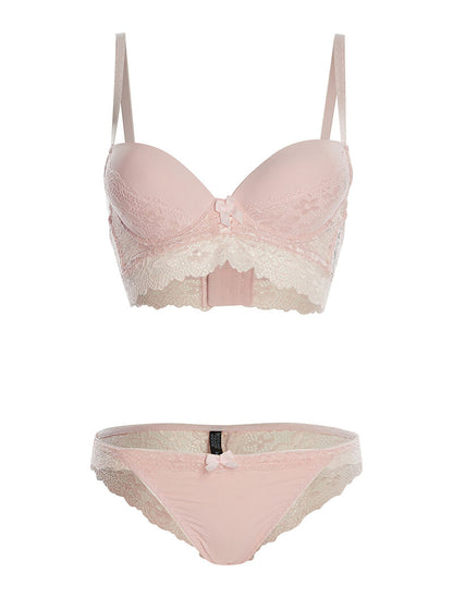 Ensemble SG et culotte  à bord dentelle - rose - 3