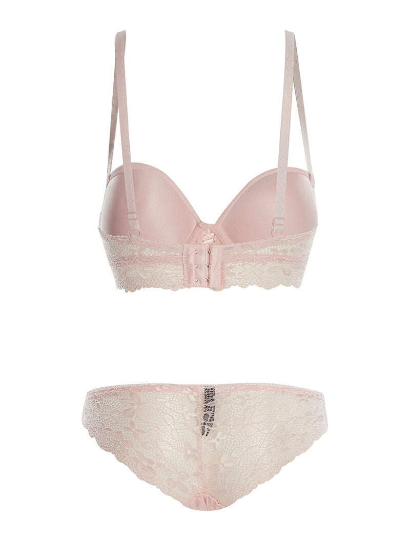 Ensemble SG et culotte  à bord dentelle - rose - 2
