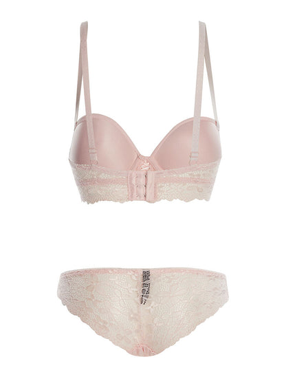 Ensemble SG et culotte  à bord dentelle - rose - 2