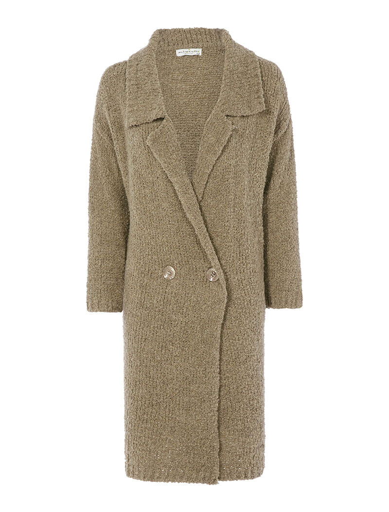 Gilet style manteau long - taupe - 1
