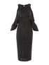 Robe pailletée bras tombant - argent - 1