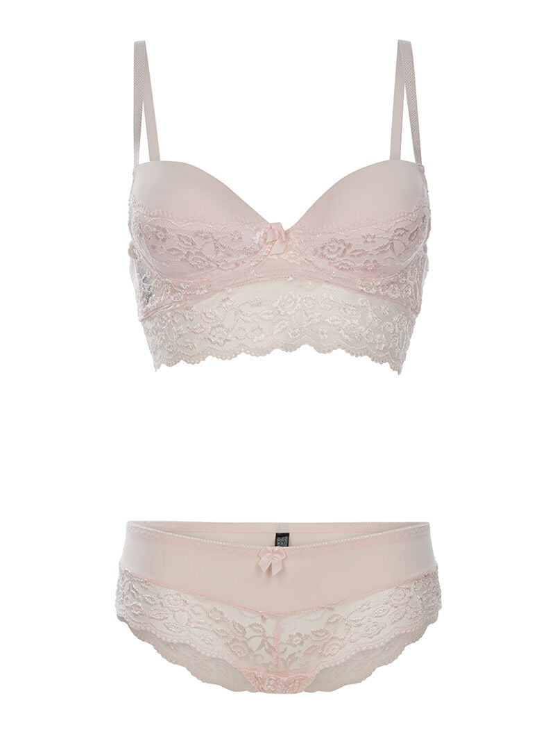 Ensemble SG et culotte dentelle - rose orange - 1
