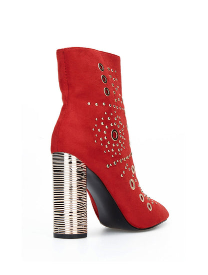 Bottines suédine à oeillet - rouge - 4