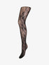 Collants en résille à motif floral - Noir - 1