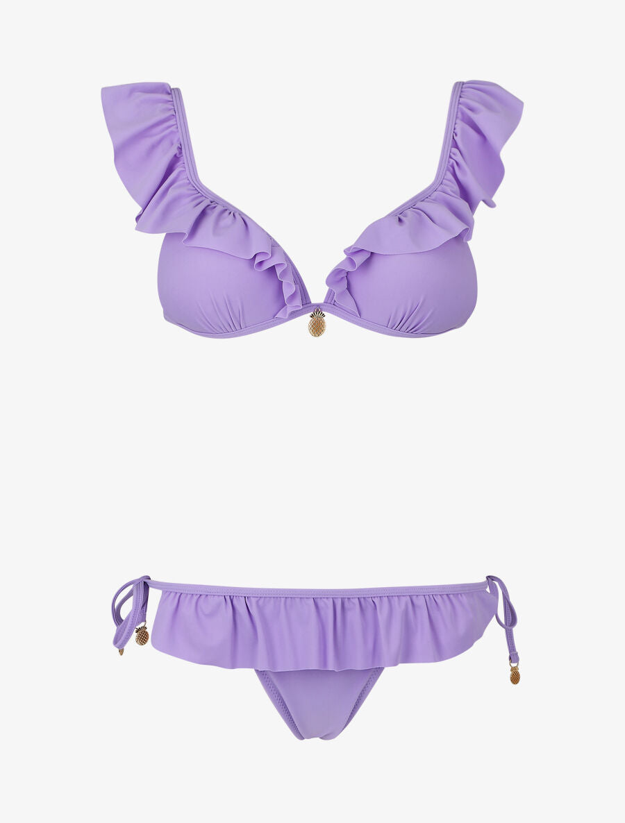 Bikini volanté à détail bijoux ananas - Lilas - 4