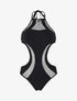 Maillot une pièce à empiècements en résille - Noir - 4