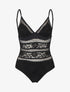Maillot de bain en dentelle ajourée - Noir - 4