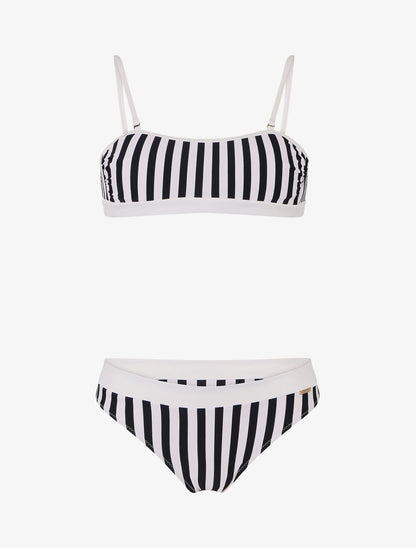 Bikini bandeau à rayures - Noir - 1