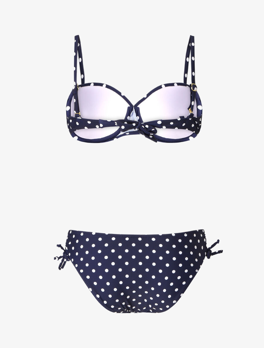 Bikini à pois et noeud - Bleu nuit - 2