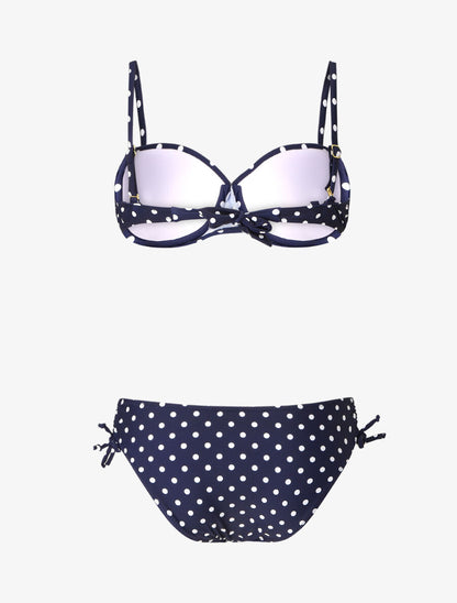 Bikini à pois et noeud - Bleu nuit - 2