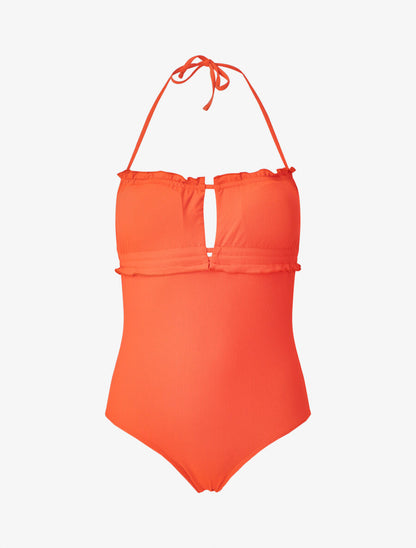 Maillot de bain une pièce à volants - Corail - 1