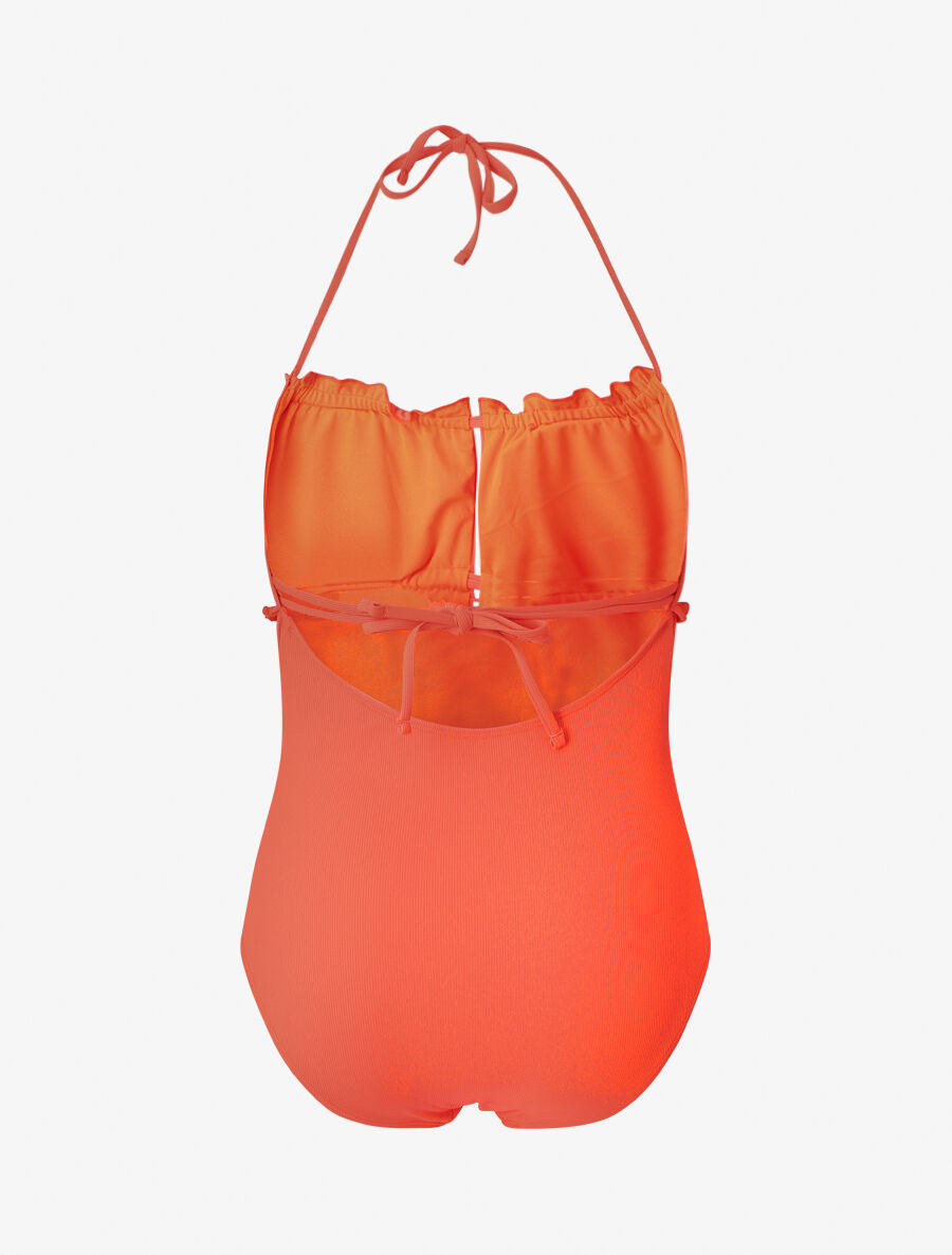 Maillot de bain une pièce à volants - Corail - 2