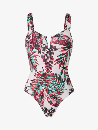 Maillot de bain imprimé plantes tropicales - Blanc - 1