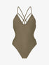 Maillot de bain ajouré à liens à nouer - Kaki - 5