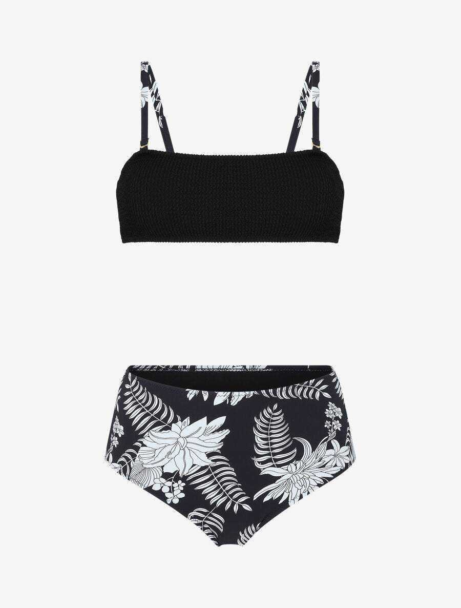 Bikini à brassière bi-matière - Noir - 5