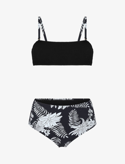 Bikini à brassière bi-matière - Noir - 5