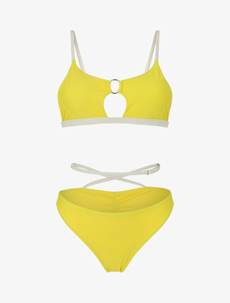 Bikini échancré à anneau - Jaune - 4