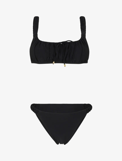 Maillot deux pièces froncé - Noir - 1