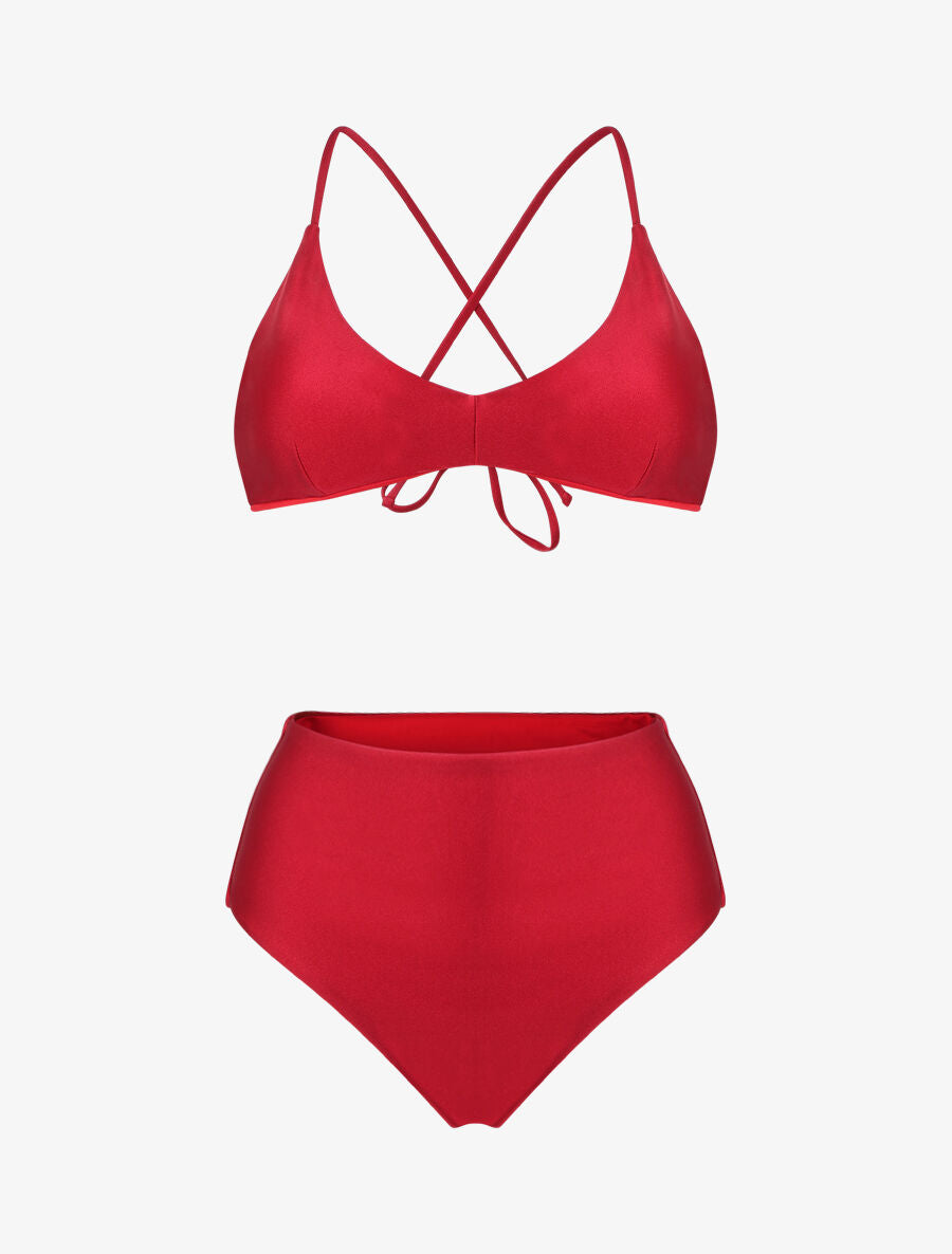 Bikini uni dos croisé - Bordeaux - 4