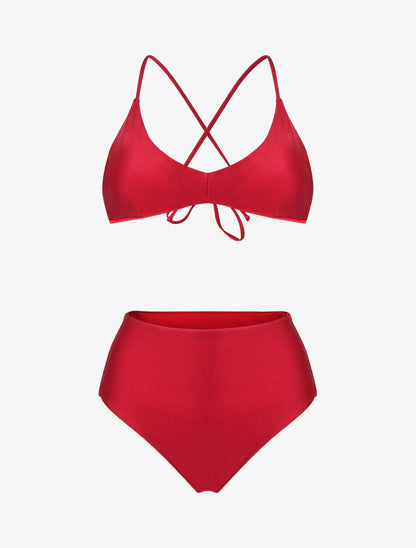 Bikini uni dos croisé - Bordeaux - 4
