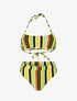 Bikini à brassière à liens a nouer au cou - Jaune - 1