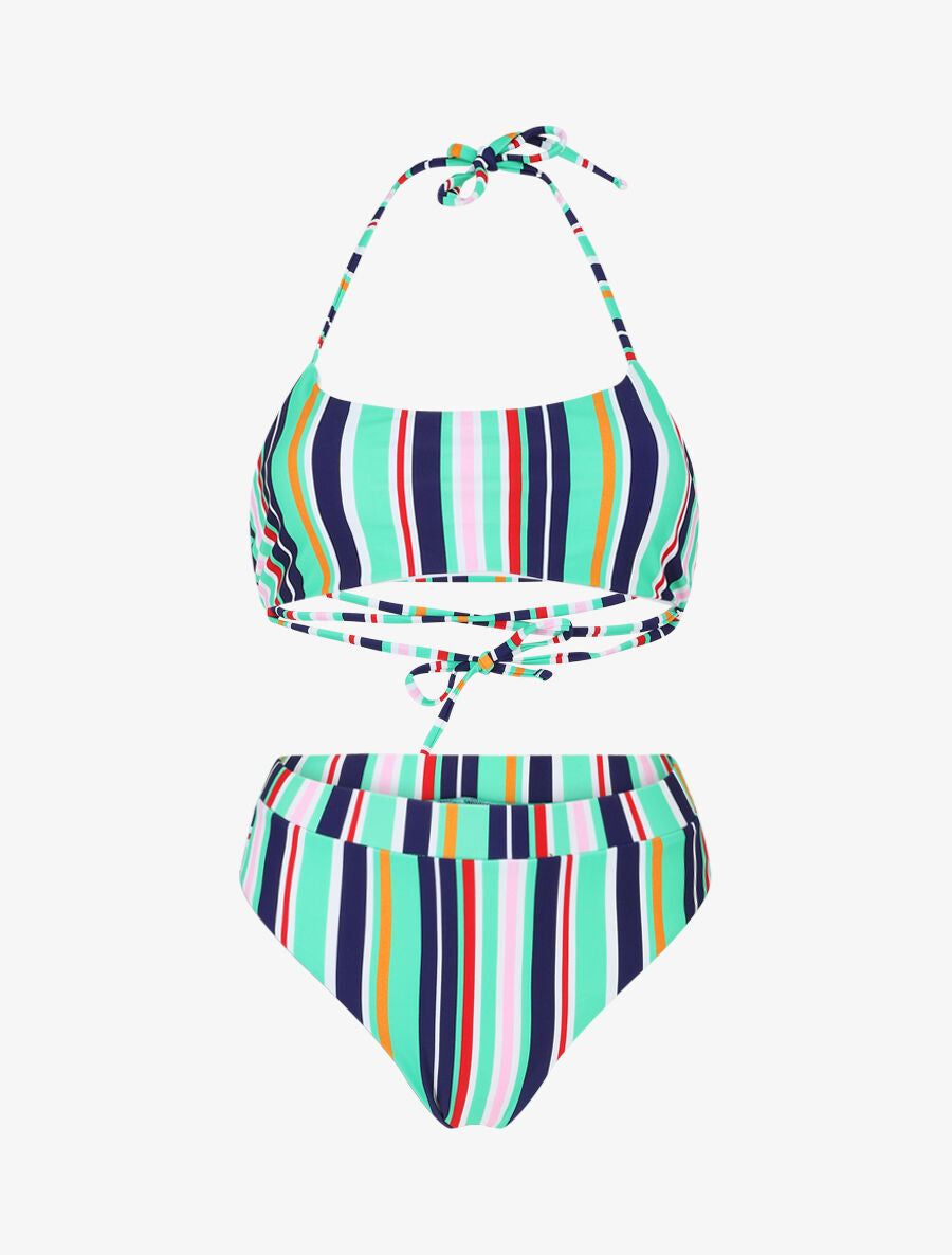 Bikini à brassière à liens a nouer au cou - Vert - 1