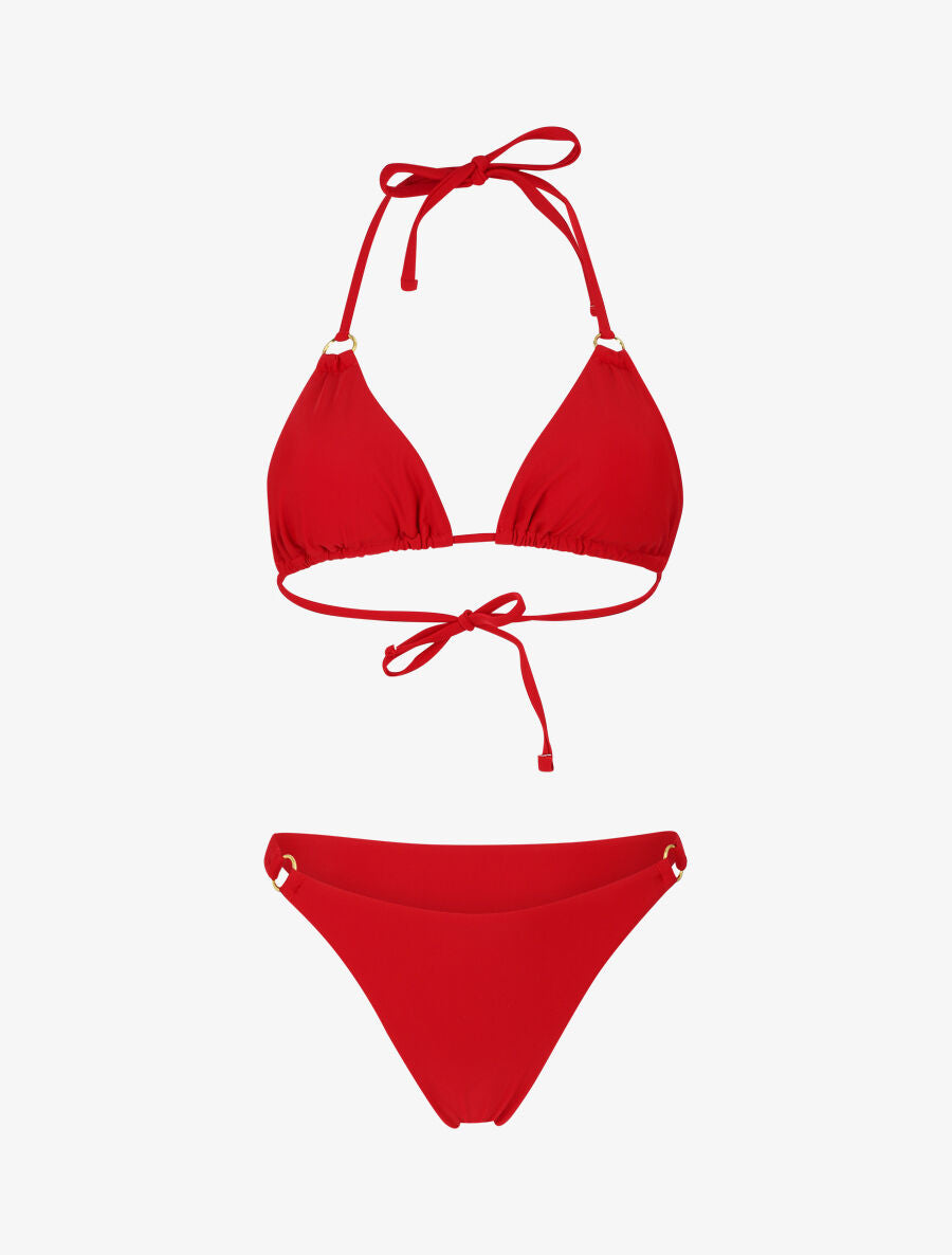 Bikini triangle à anneaux - Rouge - 1