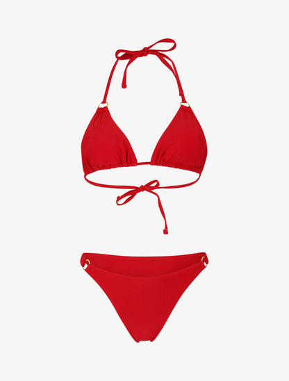 Bikini triangle à anneaux - Rouge - 1
