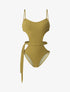 Maillot de bain échancré à lien décoratif - Kaki - 6