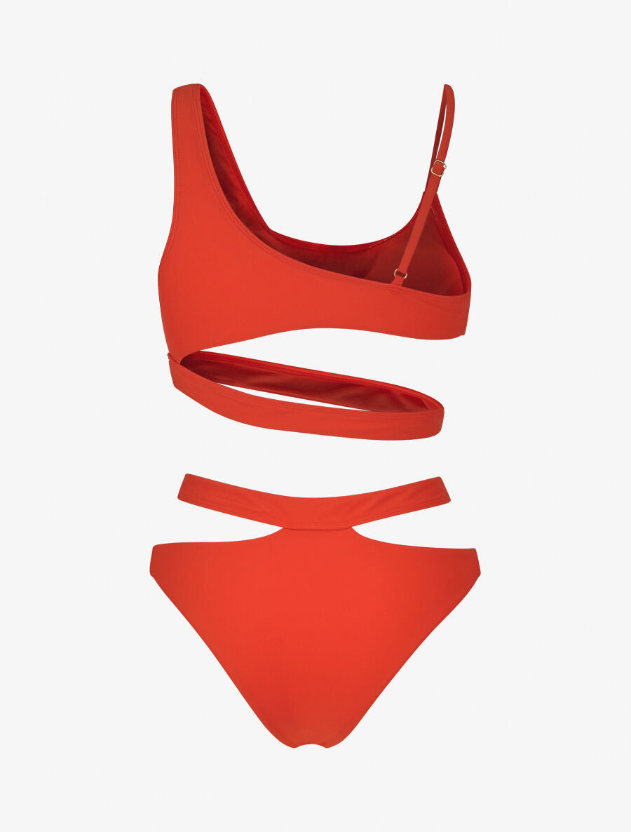 Bikini à bretelles asymétriques - Orange - 2